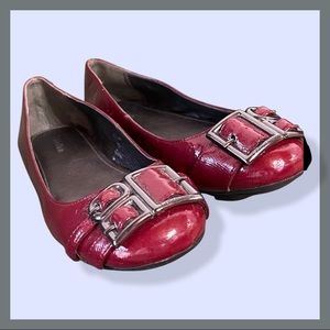 CALVIN KLEIN Patent Leather Ballet Flats in Red.